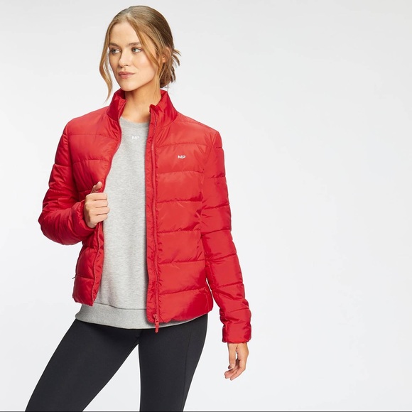 Bright red quilted packable active wear jacket womens L - Picture 1 of 10